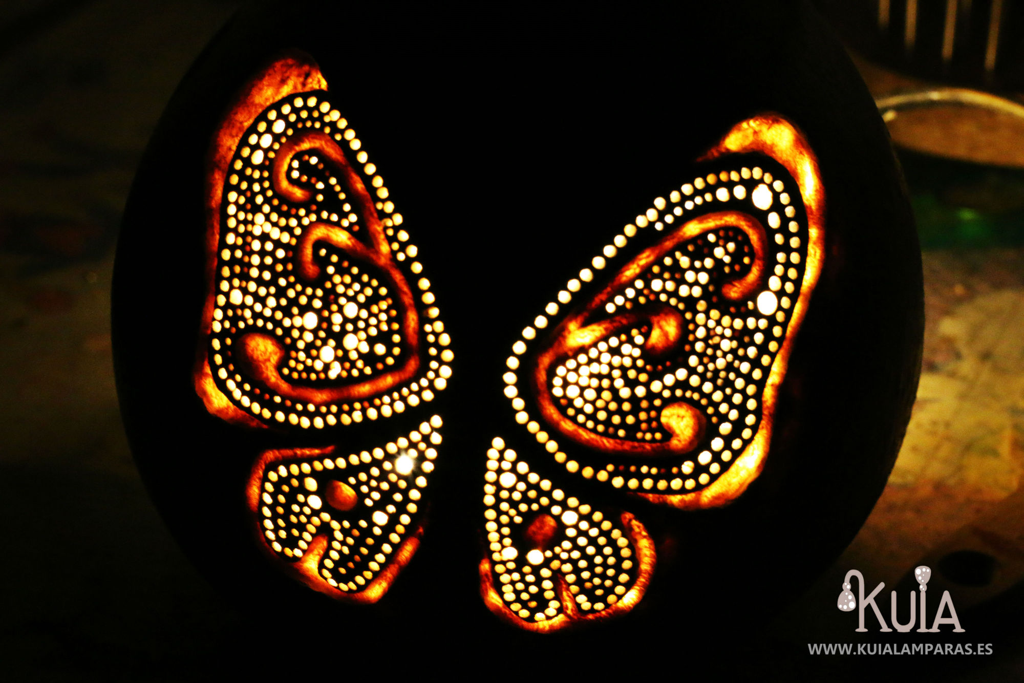 lampara artesanal ecologica con mariposas pinpilinpauxa