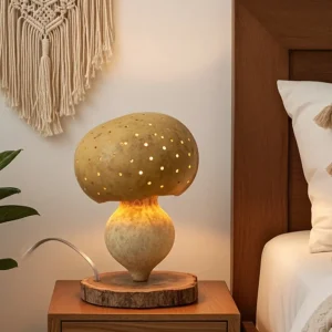 Lámpara hecha a mano con forma de seta