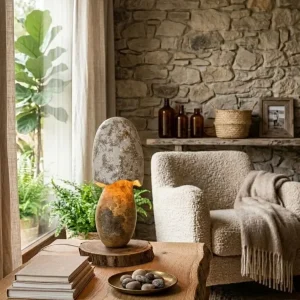 Lámpara de madera original con forma seta Coprinus