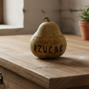 Azucarero de calabaza pirograbado